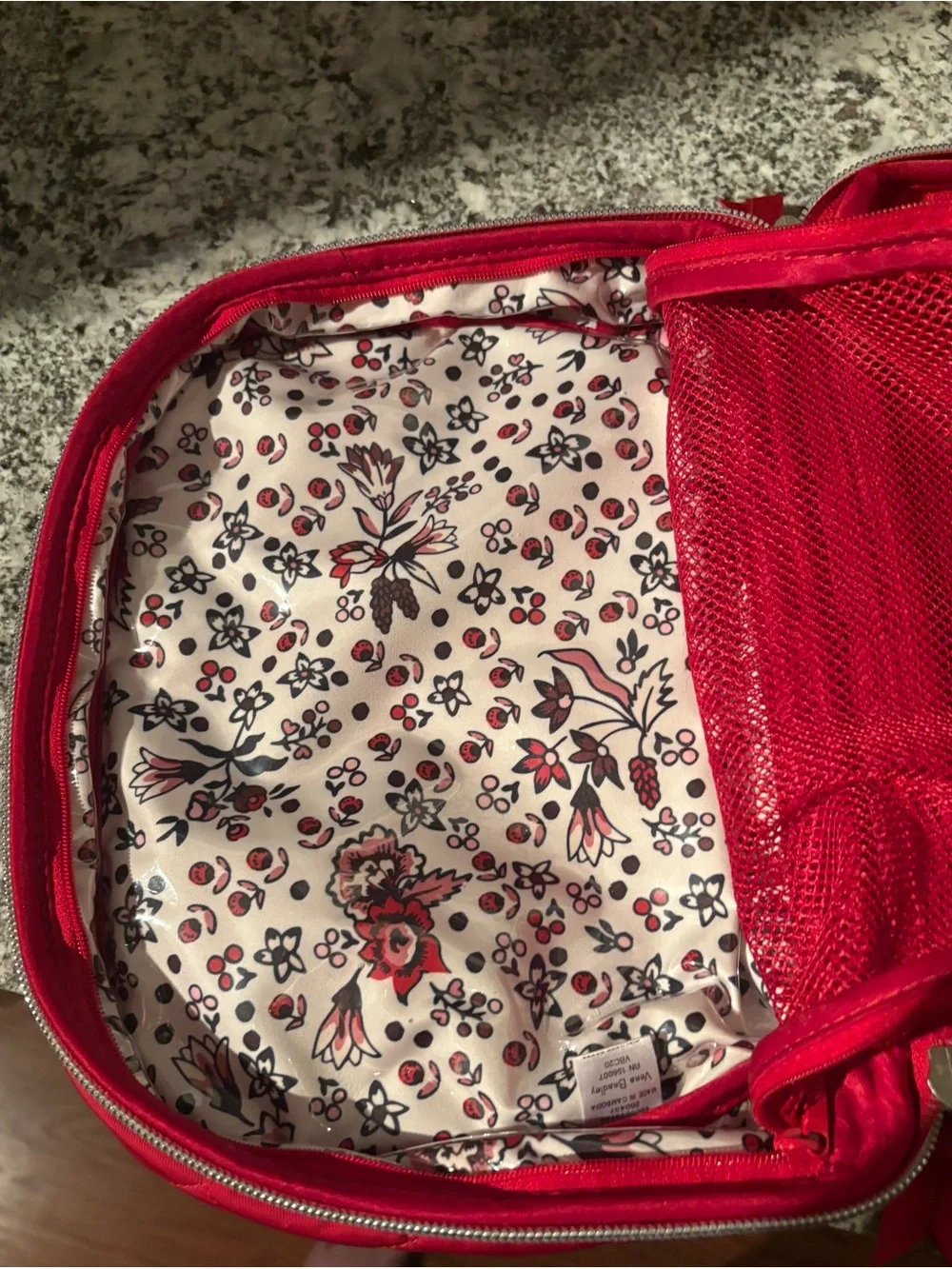 Vera Bradley lay flat cosmetic bag
